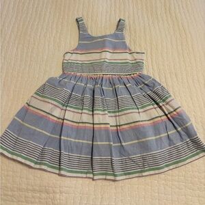 Ralph Lauren Girls Dress 3T Oxford Cotton Stripes Summer Sundress Beach